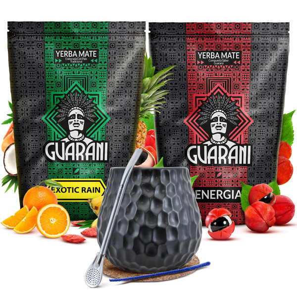 Guarani Mate Tee Set 2x500g Keramik Kalebasse Bombilla