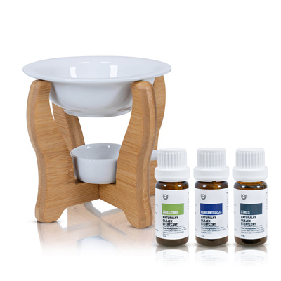 Aromatherapie-Set: natürliche ätherische Öle + Duftlampe