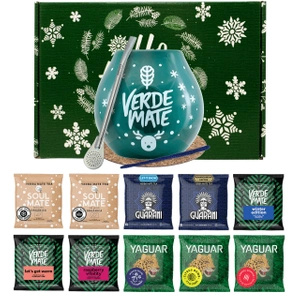 Winter-Geschenkset Mate Tee 10 x 50 g Kalebasse + Bombilla